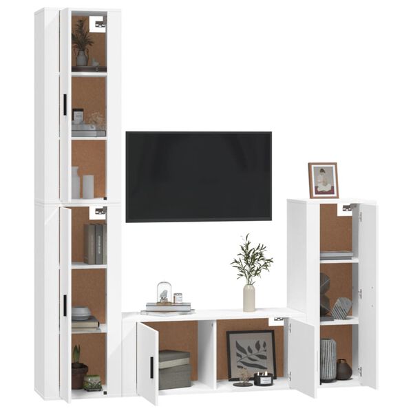 vidaXL TV Cabinet Set Set of 4 White Engineered wood Set