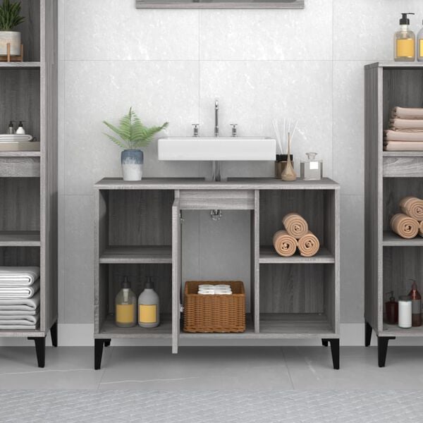 vidaXL Sink Cabinet Grey Sonoma Wooden Structure Medium Size