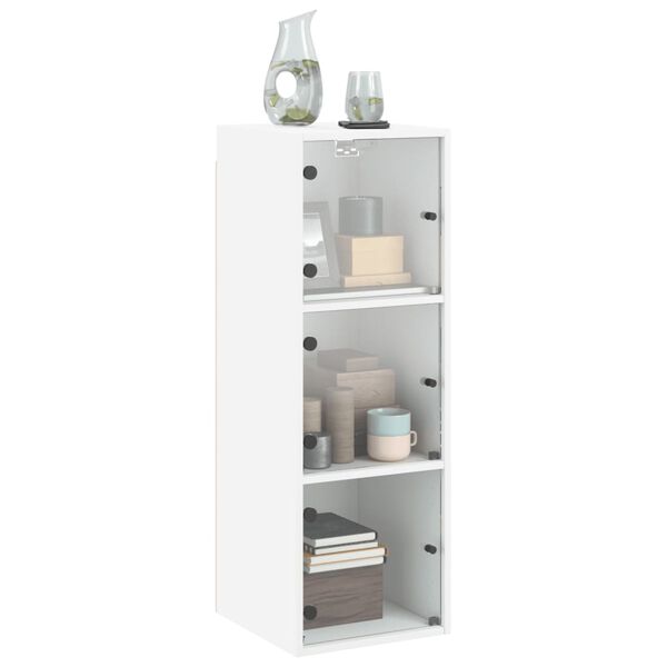 vidaXL Wall Cabinet White Engineered wood, glass Medium Wall Mounting