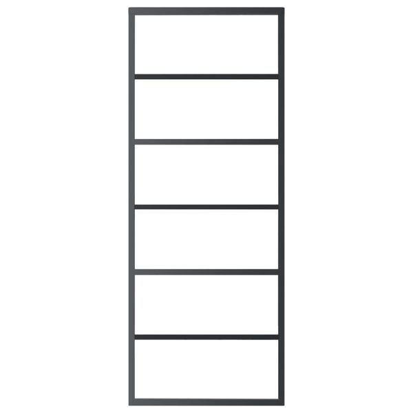 vidaXL Sliding Door ESG Glass and Aluminum 29.9"x80.7" Black