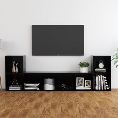 vidaXL 3 Piece TV Cabinet Set Black Engineered Wood
