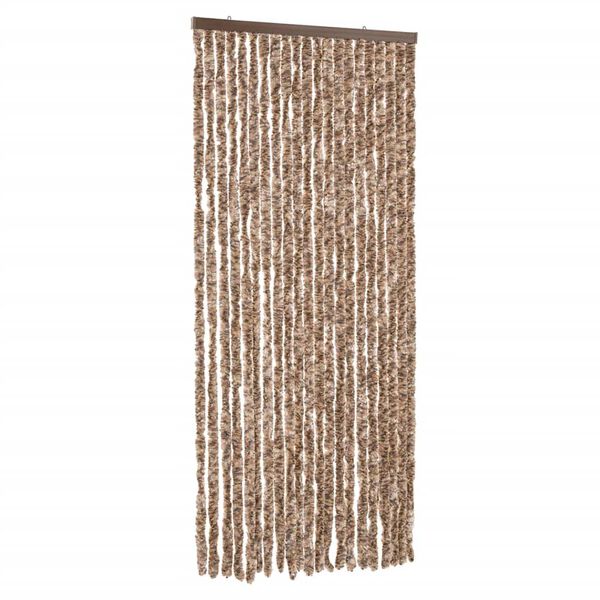 vidaXL Fly Curtain Beige and Dark Brown 35.4x86.6" Chenille