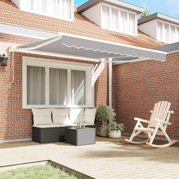 vidaXL Retractable Awning Light gray 137.80" x 98.43" fabric
