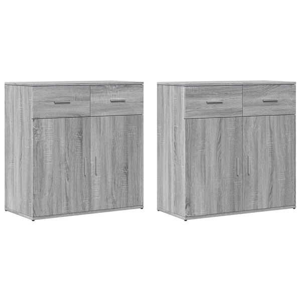 vidaXL Sideboards 2 pcs Gray Sonoma 31.1"x15"x31.5" Engineered Wood