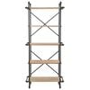 vidaXL Bookcase Black and Natural Wood Solid Firwood and Steel