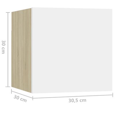 vidaXL Bedside Cabinets 2 pcs White & Sonoma Oak 12"x11.8"x11.8" Engineered Wood
