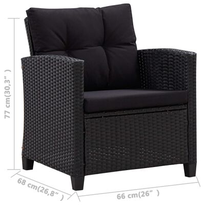 vidaXL 6 Piece Patio Sofa Set with Cushions Poly Rattan Black