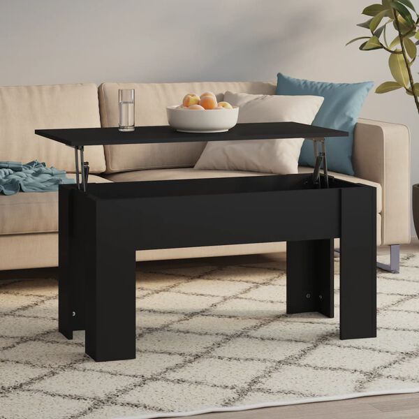 vidaXL Coffee Table Black Engineered wood Standard Adjustable Armrests