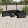 vidaXL Garden Sofa Set Black PE Rattan, Powder-Coated Steel, Tempered Glass