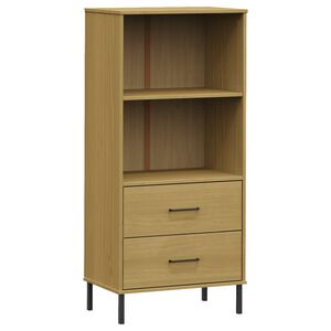 vidaXL Bookcase Brown Solid pine wood, metal Medium Bookcase