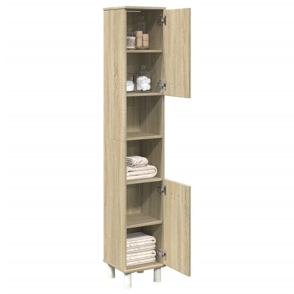 vidaXL Bathroom Cabinet Sonoma Oak Engineered Wood Tall Bathroom Cabinet
