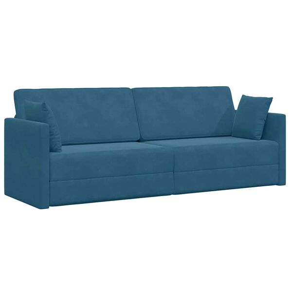 vidaXL Floor Sofa Bed Blue 83.86 x 27.56 x 30.31 in Velvet