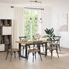 vidaXL Dining Table Natural and Black Solid Pine Wood Large Durable