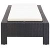 vidaXL Sunbed Black rattan, cream white cushion