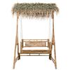 vidaXL 2-Seater Swing Bench with Palm Leaves and Cushion 79.5" Bamboo
