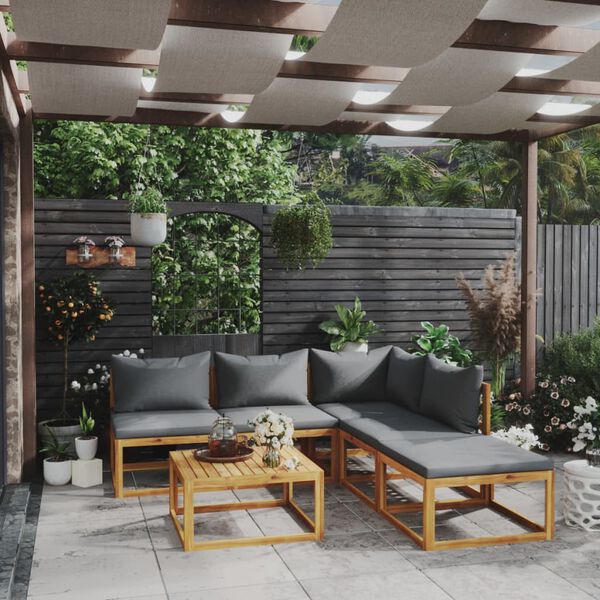 vidaXL Garden Lounge Set Dark Grey, Acacia Wood Natural