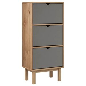 vidaXL Shoe Cabinet Brown and Grey Solid pine wood, Engineered wood