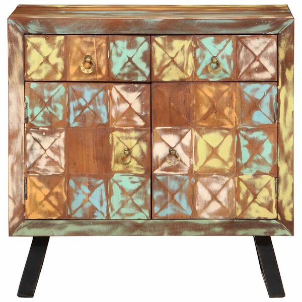 vidaXL Drawer Cabinet Multicolor Solid Reclaimed Wood, Iron