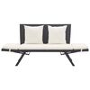vidaXL Garden Bench Black,Cream white Poly rattan 51.2-69.3 in adjustable
