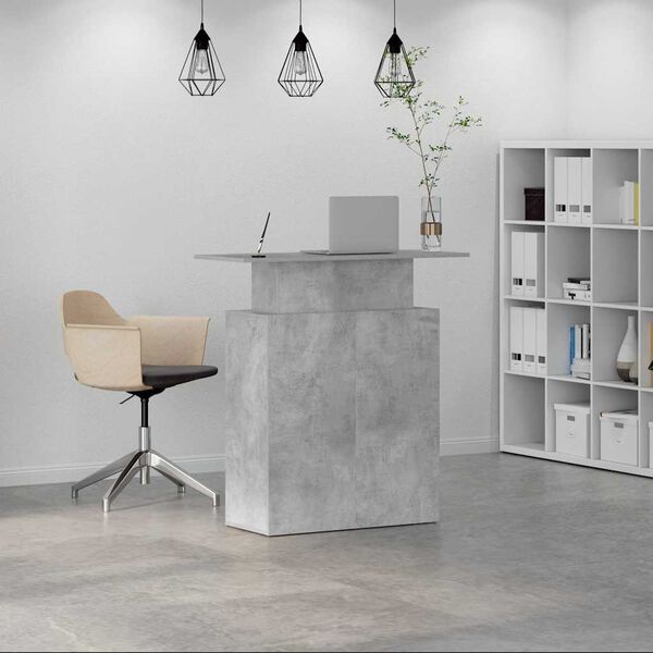 vidaXL Reception Desk Concrete Gray Engineered Wood, Concrete Gray Finish