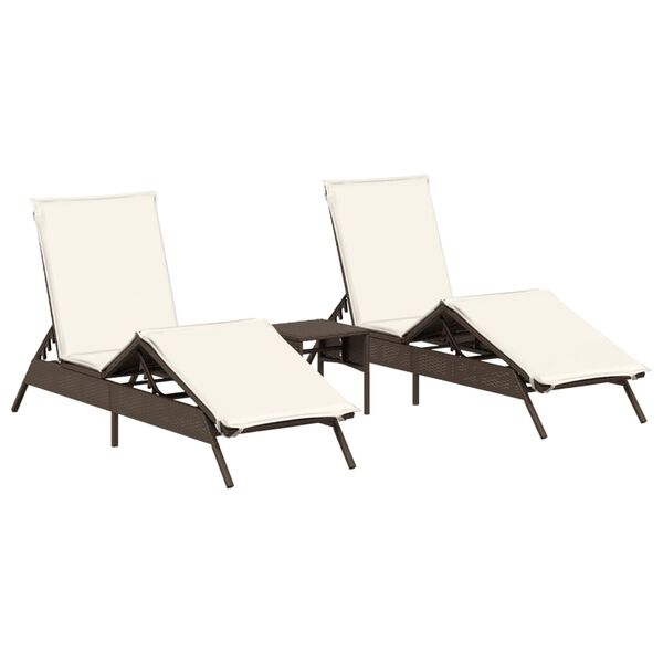 vidaXL Sun Lounger Set of 2 Brown PE rattan Standard