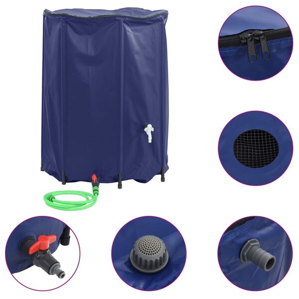 vidaXL Water Tank Blue PVC Large Collapsible Water Tank Cylindrical