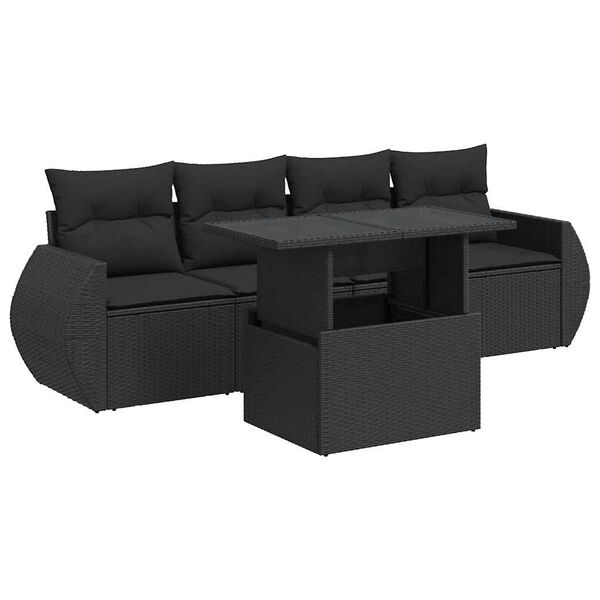 vidaXL Garden Sofa Set Black