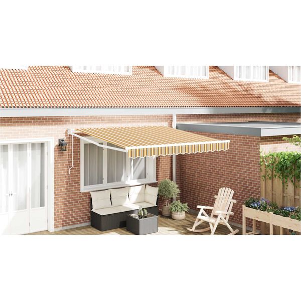 vidaXL Retractable Awning Yellow and grey and white 137.80" x 98.43
