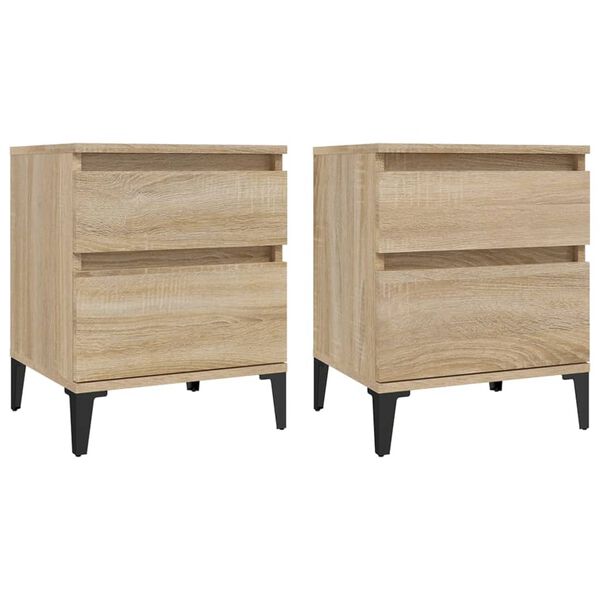 vidaXL Bedside Cabinet Set of 2 Sonoma Oak Engineered wood