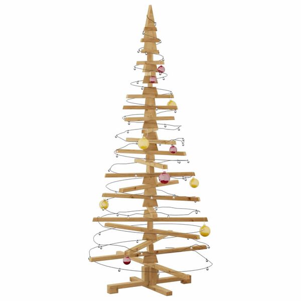 vidaXL Wooden Christmas Tree with Stand Brown 70.9" Solid pine wood