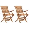 vidaXL Folding Garden Chair Set of 2 Natural teak Solid teak wood Medium