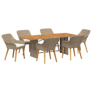 vidaXL Garden Dining Set 7 pcs Beige and brown poly rattan