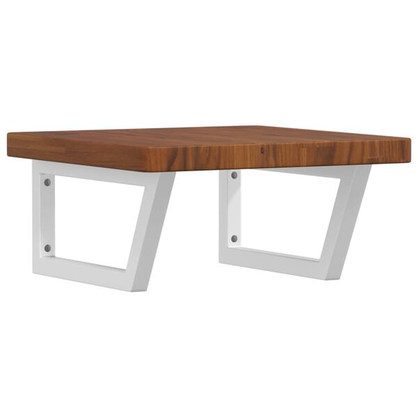 vidaXL Basin Shelf Dark Brown, White Solid oak wood, Steel One Size