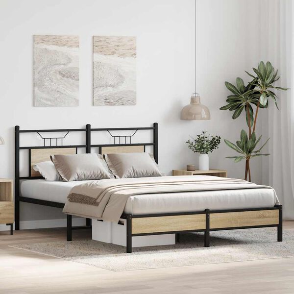 vidaXL Bed Frame Sonoma oak Engineered wood and steel