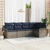 vidaXL Garden Sofa Set with Cushion 5 pcs Grey Poly Rattan