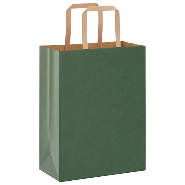 vidaXL Paper Bags 50 pcs with Handles Green 21x11x28 cm