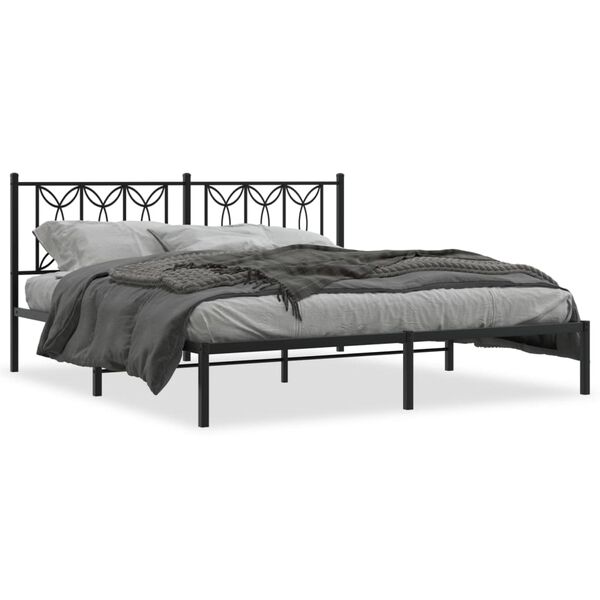 vidaXL Bed Frame Black Steel Full Bed Frame Rectangular Modern