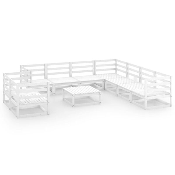 vidaXL 10 Piece Patio Lounge Set White Solid Pinewood