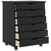 vidaXL Rolling Cabinet Black Solid pine wood, engineered wood, plastic