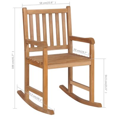 vidaXL Rocking Chair with Taupe Cushion Solid Teak Wood