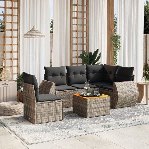 vidaXL Garden Sofa Set Grey PE rattan Modular Modular Garden Sofa Set