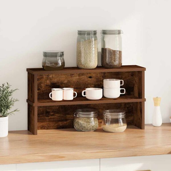vidaXL Kitchen Racks Stackable 2 pcs Smoked Oak 23.6x5.9x6.3"