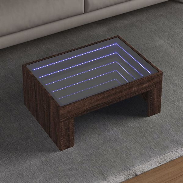 vidaXL Coffee Table Brown Oak Engineered Wood, Glass 27.6x19.7x11.8 in