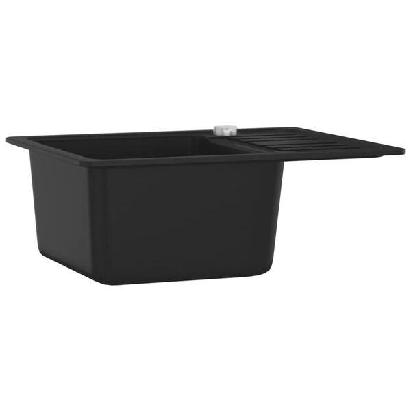 vidaXL Granite Kitchen Sink Single Basin Black
