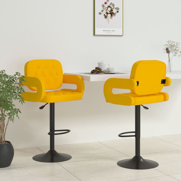vidaXL Bar Stool Set of 2 Mustard Yellow