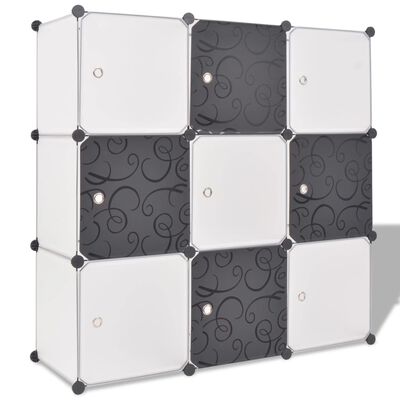vidaXL Storage Cube Organizer with 9 Compartments Black and White