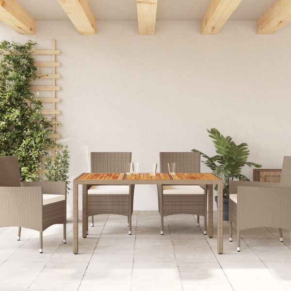 vidaXL Garden Table Set of 4 Beige PE rattan Standard