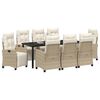 vidaXL Garden Dining Set with Cushion 9 pcs Beige Poly Rattan