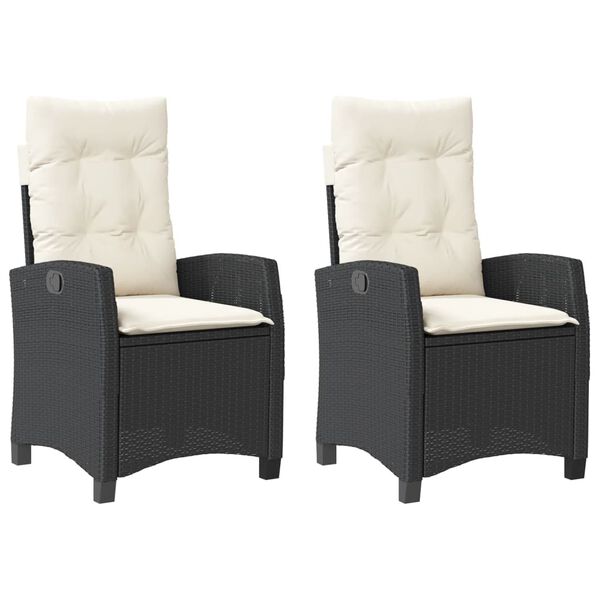 vidaXL Reclining Garden Chair Set of 2 Black, Cream White