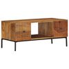vidaXL Coffee Table Brown, Black Solid Mango Wood, Steel 35.4x17.7x15.7 in